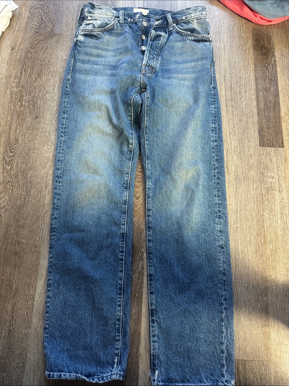 MOTHER Straight Leg Jeans in Dark Blue Denim